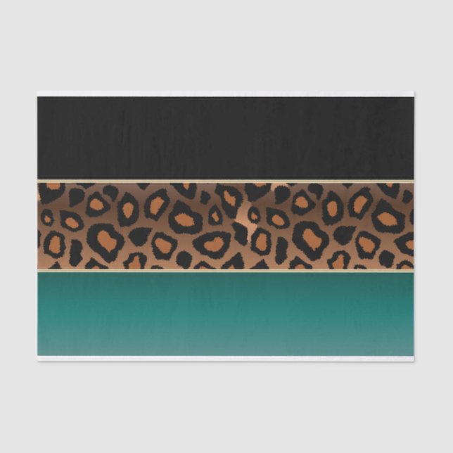 Papel De Seda Impressão de Teal, Preto e Jaguar (Frente )