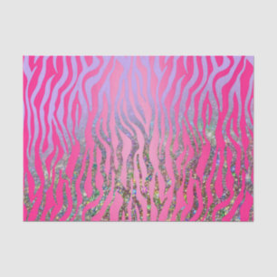 Papel De Seda Impressão de Tigre Rosa Meio Glitter