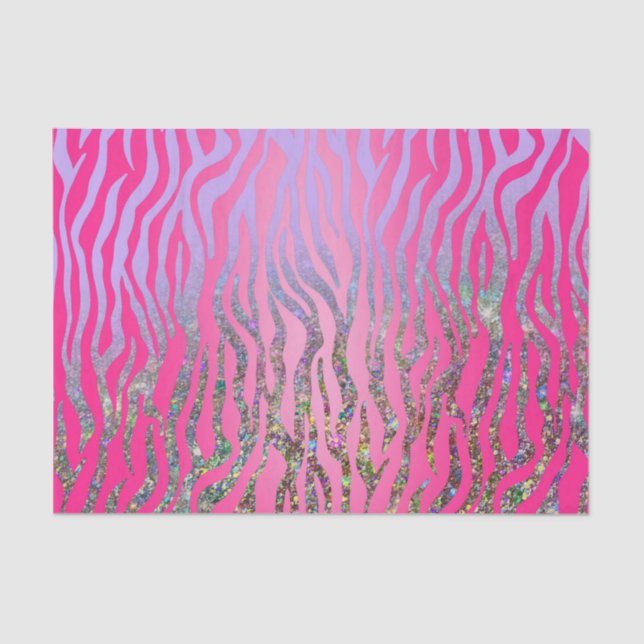 Papel De Seda Impressão de Tigre Rosa Meio Glitter (Frente )