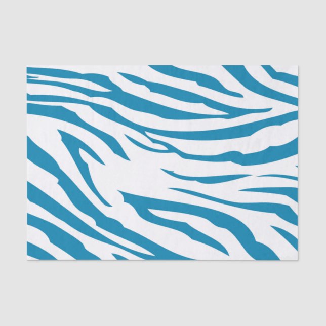 Papel De Seda Impressão de Zebra Azul Aqua (Frente )