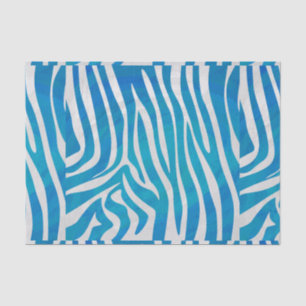 Papel De Seda Impressão de Zebra Azul e Branco