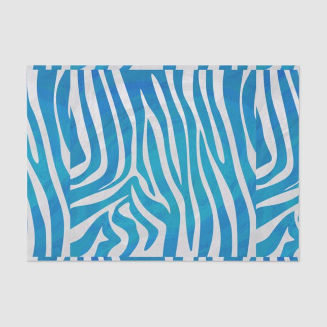Papel De Seda Impressão de Zebra Azul e Branco (Frente )