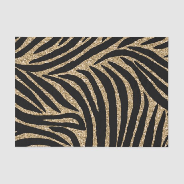 Papel De Seda Impressão de Zebra Dourada e Negra (Frente )