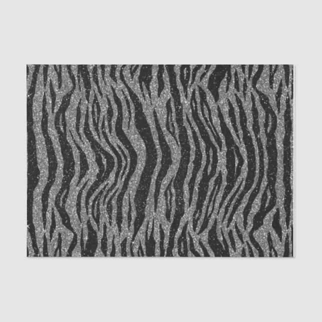 Papel De Seda Impressão de Zebra Preto e Cinza Prata (Frente )