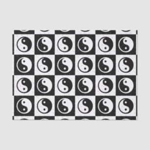 Papel De Seda Impressão do bloco Zen Yin-yang, branco preto, mar