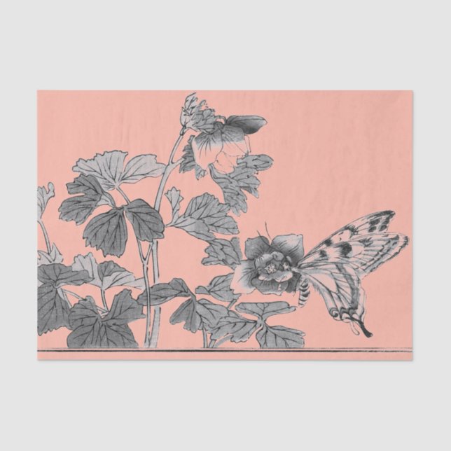 Papel De Seda IMPRESSÃO do JAPONÊS da BORBOLETA do lenço de (Frente )