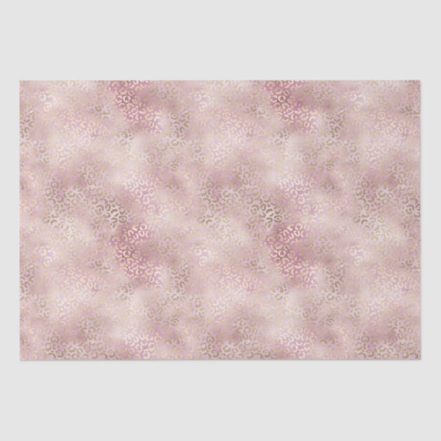 Papel De Seda Impressão do Leopard Dourado Glam Rosa (Frente )