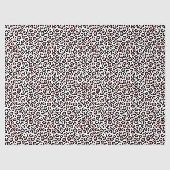 Papel De Seda Impressão do Leopardo Branco Preto e Rosa          (Frente )