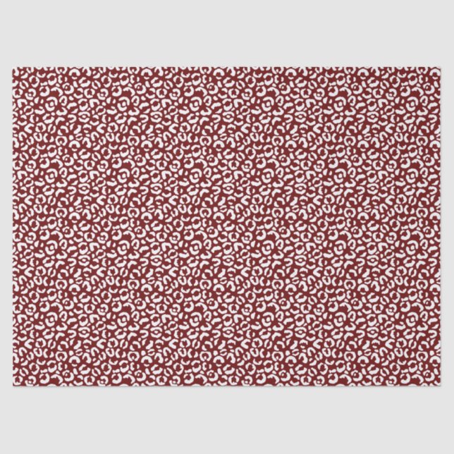 Papel De Seda Impressão do Leopardo Branco Vermelho (Frente )