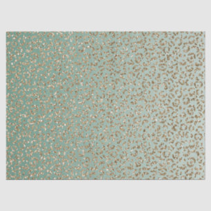 Papel De Seda Impressão do Leopardo Glitter Glitter Verde Emera