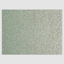 Papel De Seda Impressão do Leopardo Glitter Glitter Verde Emeral