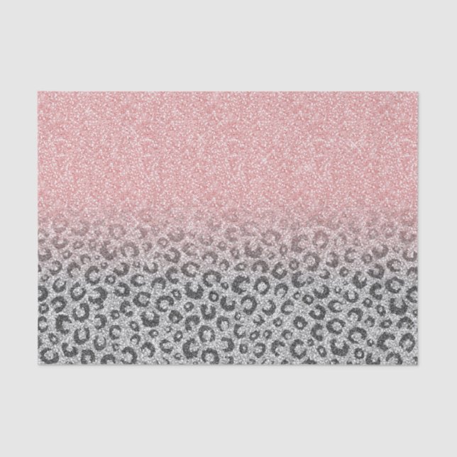 Papel De Seda Impressão do Leopardo Glitter Silver Dourado Elega (Frente )