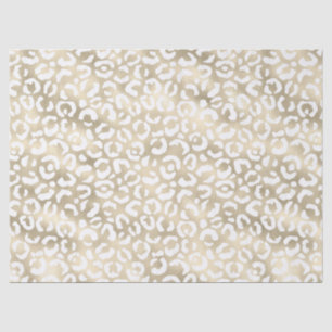 Papel De Seda Impressão Dourada de Leopardo Branco