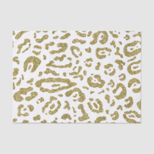 Papel De Seda Impressão Dourada de Leopardo Branco Chita Leopar