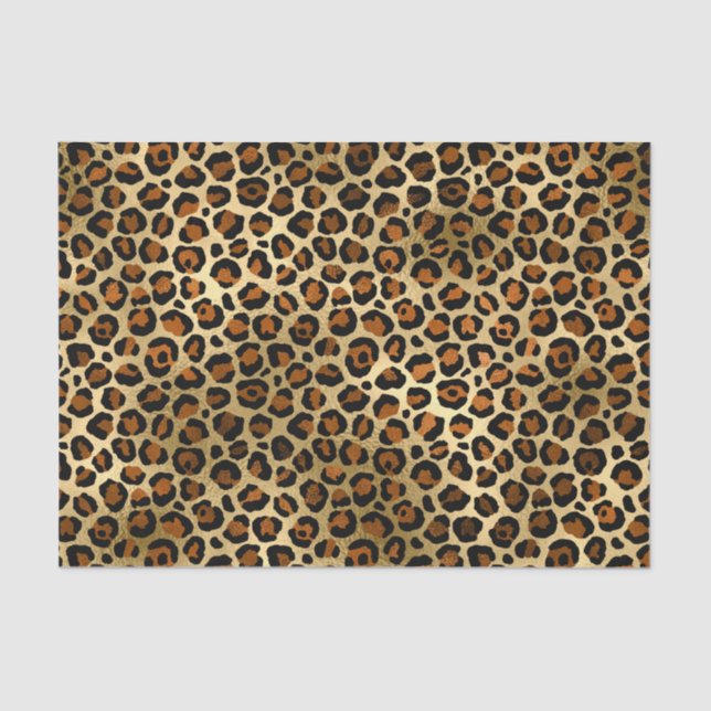 Papel De Seda Impressão Dourada de Leopardo Elegante (Frente )