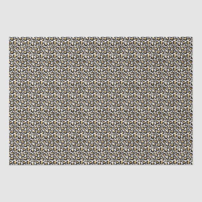 Papel De Seda Impressão Dourada de Leopardo Preto (Frente )