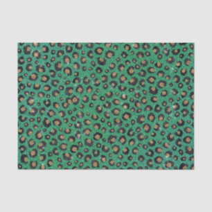 Papel De Seda Impressão Dourada de Leopardo Preto- brilhante El