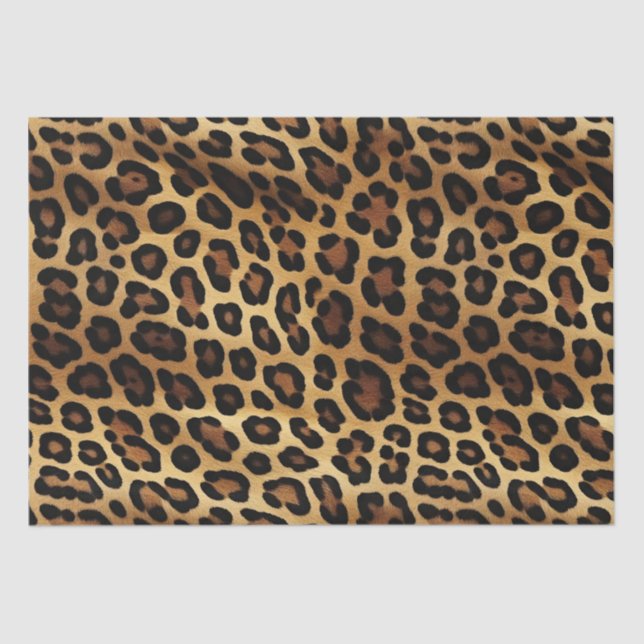 Papel De Seda Impressão Dourada de Leopardo Preto-Castanho (Frente )