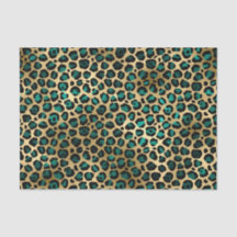 Impressão Dourada Elegante de Leopardo Teal Leopar