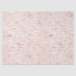 Papel De Seda Impressão Dourada Zebra com Glama Rosa Esbranqui
