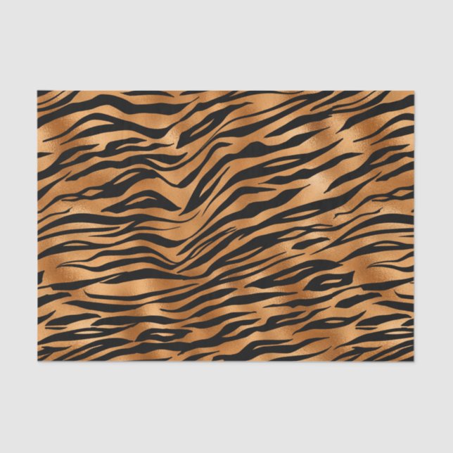 Papel De Seda Impressão Elegante De Tigre De Cobre (Frente )