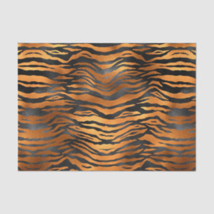 Papel De Seda Impressão Elegante de Tigre Preto de Cobre