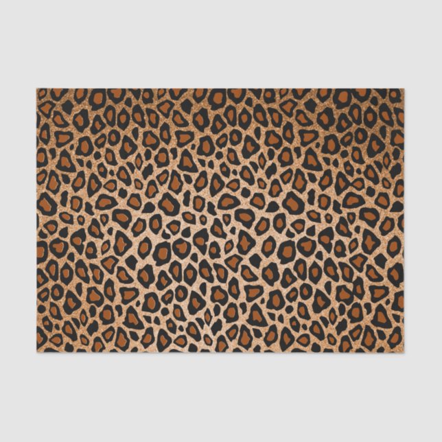 Papel De Seda Impressão em animais de cobre e leopardo preto (Frente )