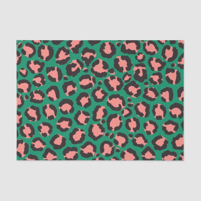 Papel De Seda Impressão em animais de leopardo preto rosa-rosa m (Frente )