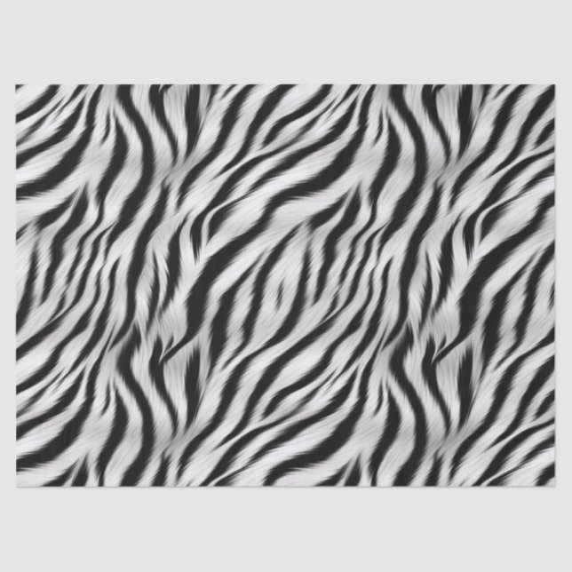 Papel De Seda Impressão em Safari - Impressão em Zebra Branca Ne (Frente )