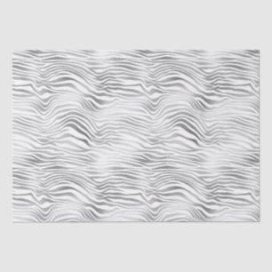 Papel De Seda Impressão em Zebra Branca de Prata