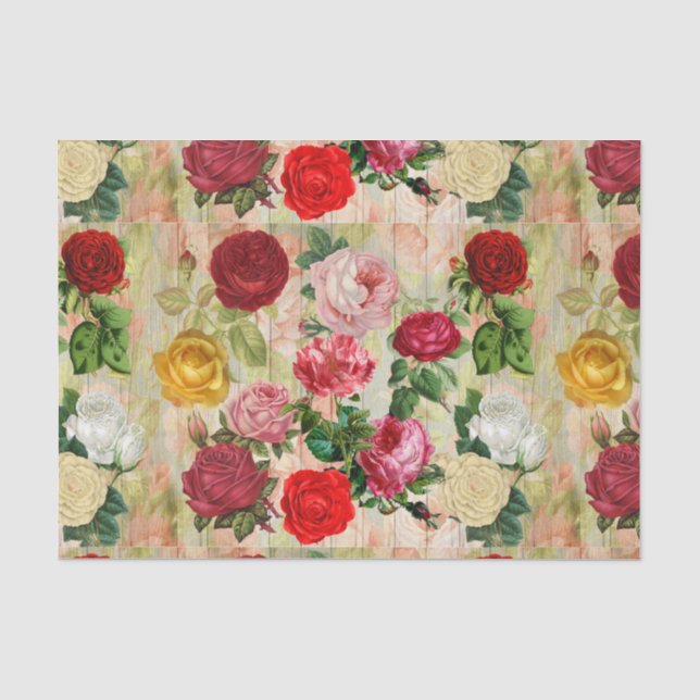 Papel De Seda Impressão Floral de Flor Personalizada Vintage (Frente )