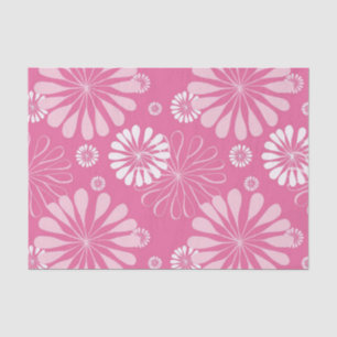 Papel De Seda Impressão Floral Retro Cor-de-rosa e branco