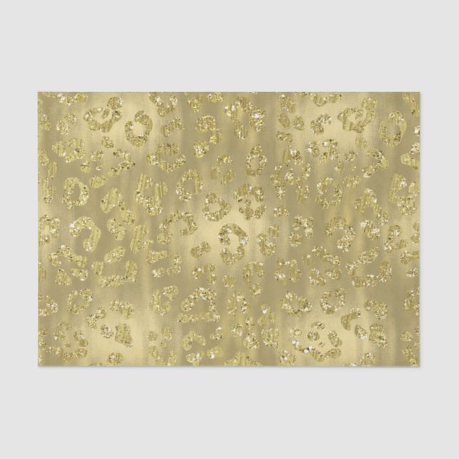 Papel De Seda Impressão Glittery Dourado do leopardo (Frente )