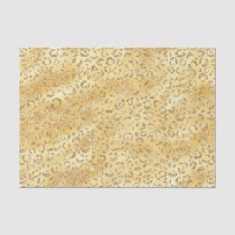 Papel De Seda Impressão Leopard com Folha Glitter Dourada