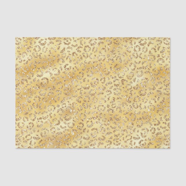 Papel De Seda Impressão Leopard com Folha Glitter Dourada (Frente )