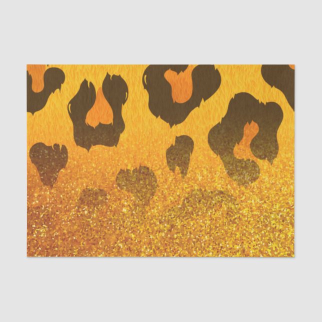 Papel De Seda Impressão Leopard da Glitter do ouro (Frente )