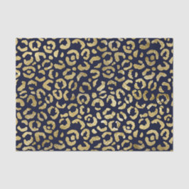 Papel De Seda Impressão Leopard, Marinho Dourado, Luxurista Glam