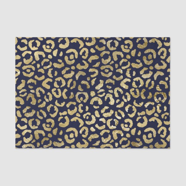 Papel De Seda Impressão Leopard, Marinho Dourado, Luxurista Glam (Frente )