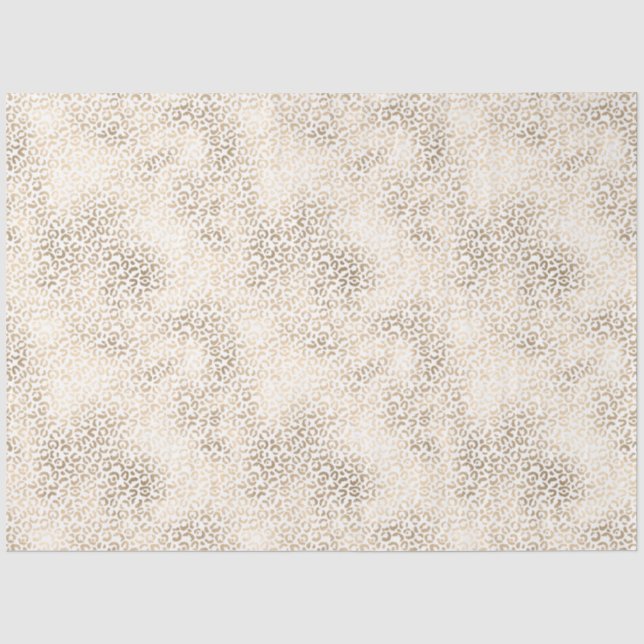 Papel De Seda Impressão Leopardo Branco de Bronze Dourado (Frente )