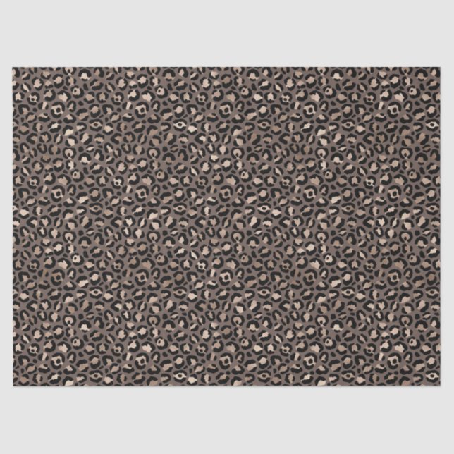 Papel De Seda Impressão Leopardo de Bronze Castanho-Negro (Frente )