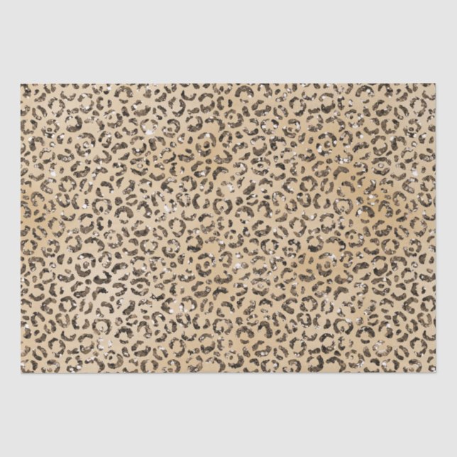 Papel De Seda Impressão Leopardo de Glitter Castanho (Frente )