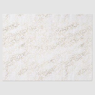 Papel De Seda Impressão Leopardo Dourada branca