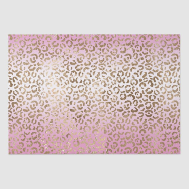 Papel De Seda Impressão Leopardo Dourada de Ombro Rosa (Frente )