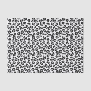 Papel De Seda Impressão Leopardo em Preto e Branco com Cinza /