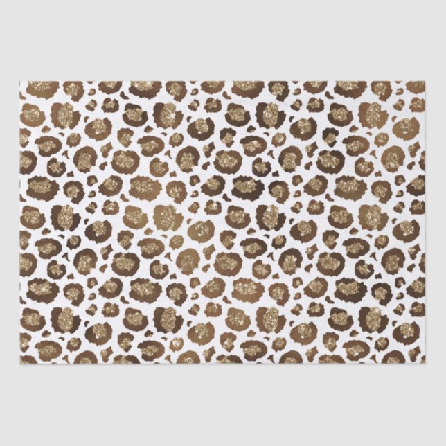 Papel De Seda Impressão Leopardo Glitter Dourada (Frente )