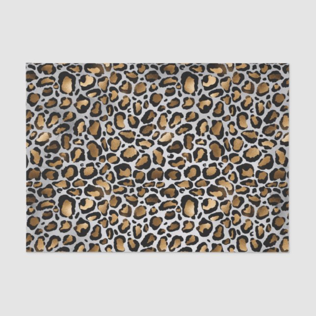 Papel De Seda Impressão Leopardo Grande Metálico Glam (Frente )