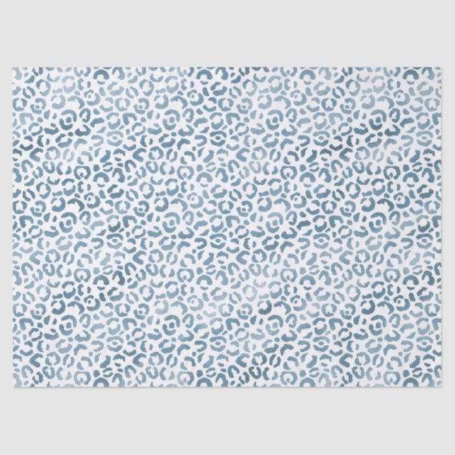 Papel De Seda Impressão Leopardo Marinho Azul Aqua (Frente )