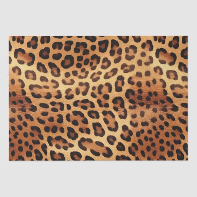 Papel De Seda Impressão Leopardo Ouro Preto Castanho (Frente )