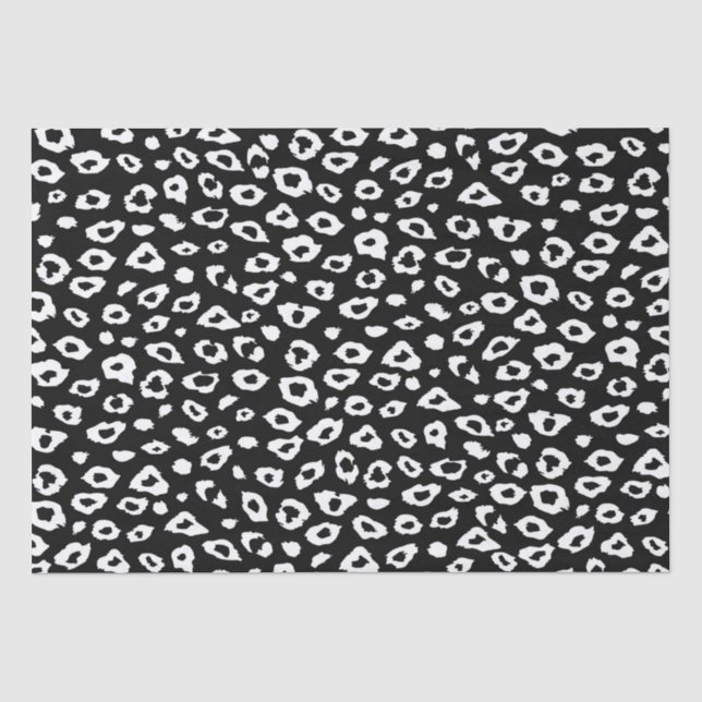 Papel De Seda Impressão Leopardo Preto e Branco (Frente )