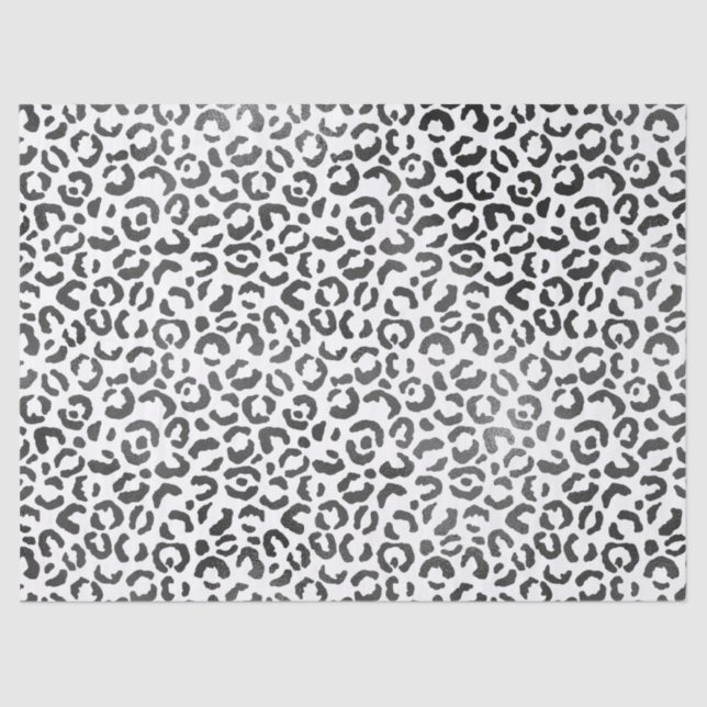 Papel De Seda Impressão Leopardo Preto e Branco             (Frente )